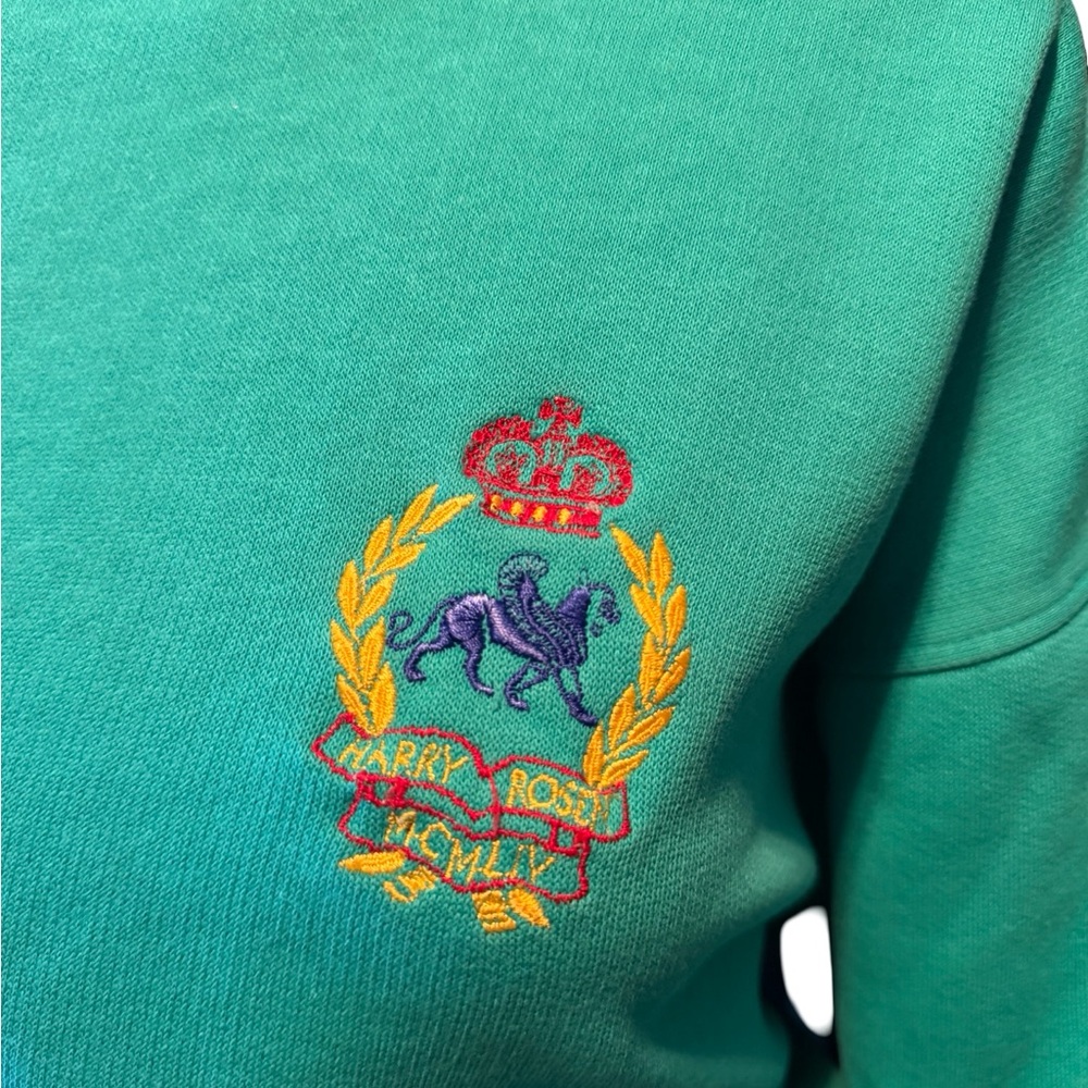 Embroidered Crest Crewneck Sweatshirt in Teal - Picture 3 of 10